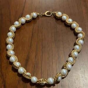 Vintage Gold and White Pearl Necklace